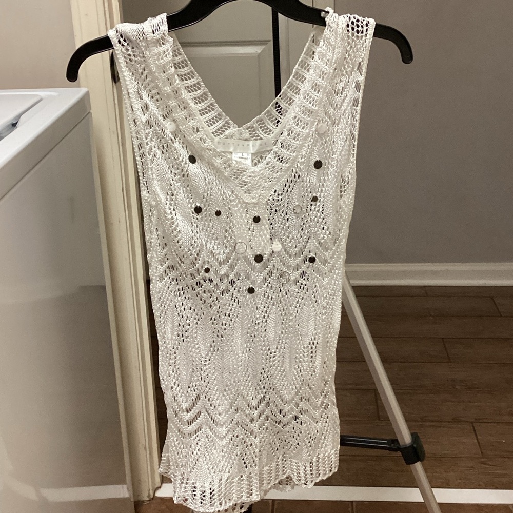 T.J.Maxx White Crochet Sleeveless Top